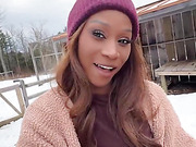 Black tgirl outdoor oral and raw anal pounding
