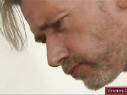 Sexy blonde tranny Gianna Rivera analyzed by three horny men