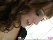 Booby tranny gets her asshole wrecked by bald guy on the bed