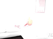 Valentine Jesse strokes her monster cock