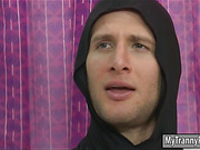 Cheerleader TS throated and pounded hard on the couch