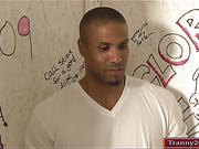 Tranny Luna Rose sucks through gloryhole and is anal reamed