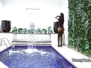 Black stockings ebony tgirl playing