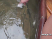 Two tattooed trannies behind the scene