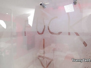 Two tattooed trannies behind the scene