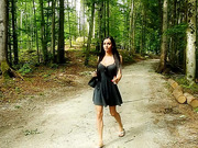 Sexy Kimber strips and pees outdoors