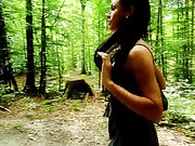 Sexy Kimber strips and pees outdoors