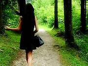 Sexy Kimber strips and pees outdoors