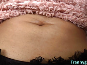 Dirty blonde TS Leticia Andrade smooth ass fucked