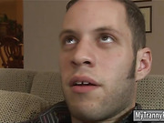 Skinny blonde shemale Holly Parker sucks off and ass slammed