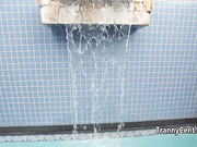 Tanlines tranny fingered and fucked