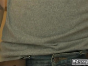 Blonde cheerleader shemale fucked horny man on the bed