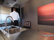 Skinny tranny got blowjob and cum