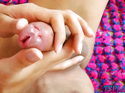 Cute redhead teen shemale Mod masturbates her cock in bed